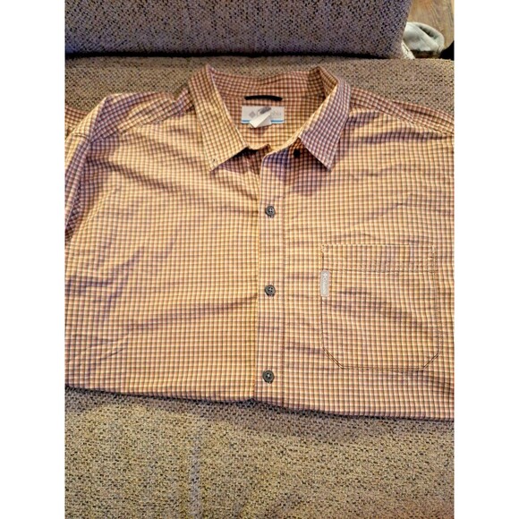 Columbia Sportswear Men's Size X Large Orange‎ Plaid Long Sleeve Shirt - Picture 9 of 9